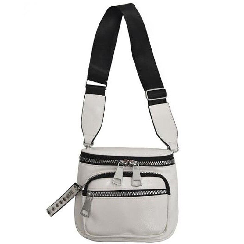 Nueva bandolera de hombro de Color sólido de coreana bolso de hombro ancho: White