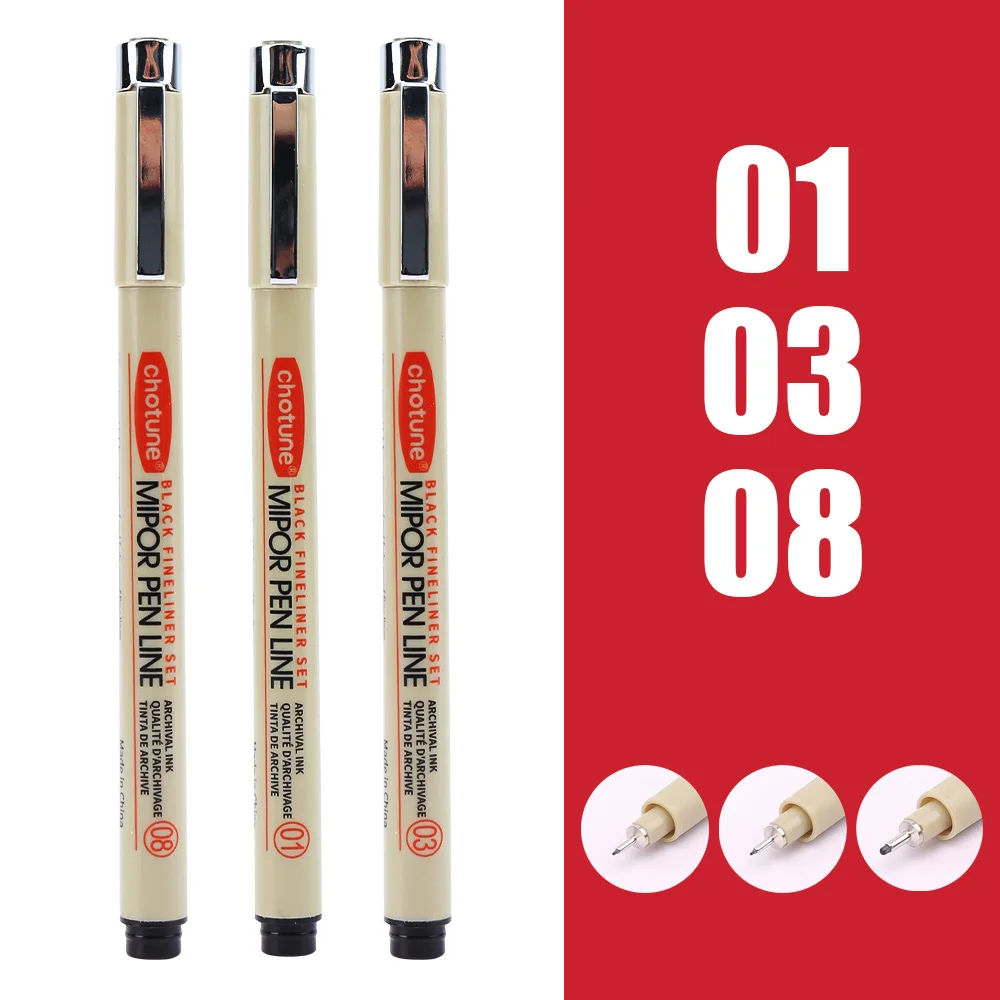 3-12Pcs Pigment Liner Micron Drawing Pen Manga Pigma Ink Marker Pen Sketching Brush Set Hook Line Needle Pen Art Supplies: Dark Grey