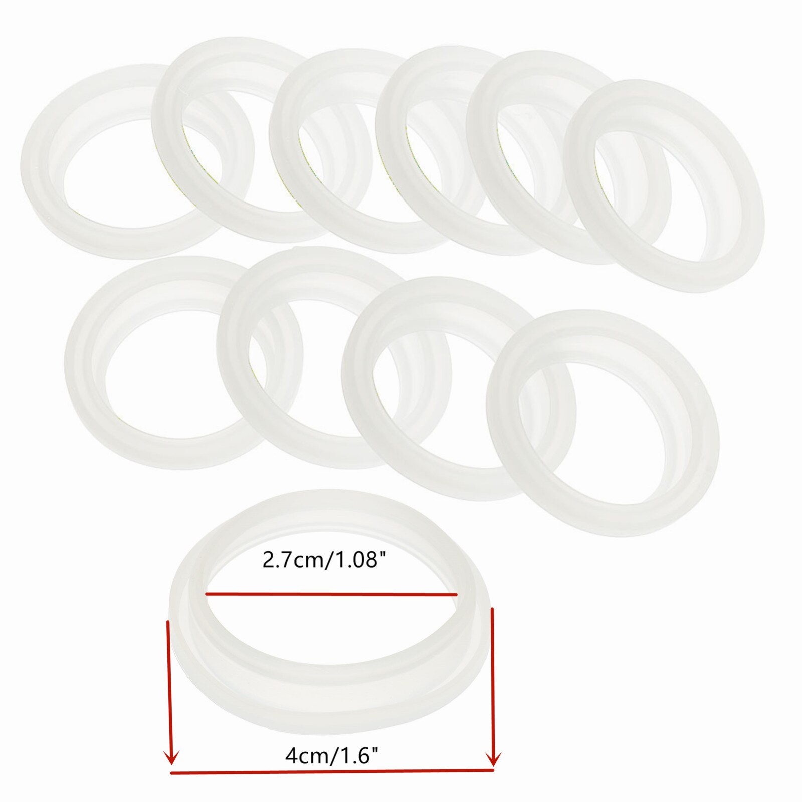 10Pcs Siliconen Afdichting O-ringen Pakkingen 4/4.5Cm Buiten Dia Vacuüm Flessen Afdichting Ring Pad Fasteners Voor 4.5/5.2Cm Thermosflessen Deksel: 4.5cm White
