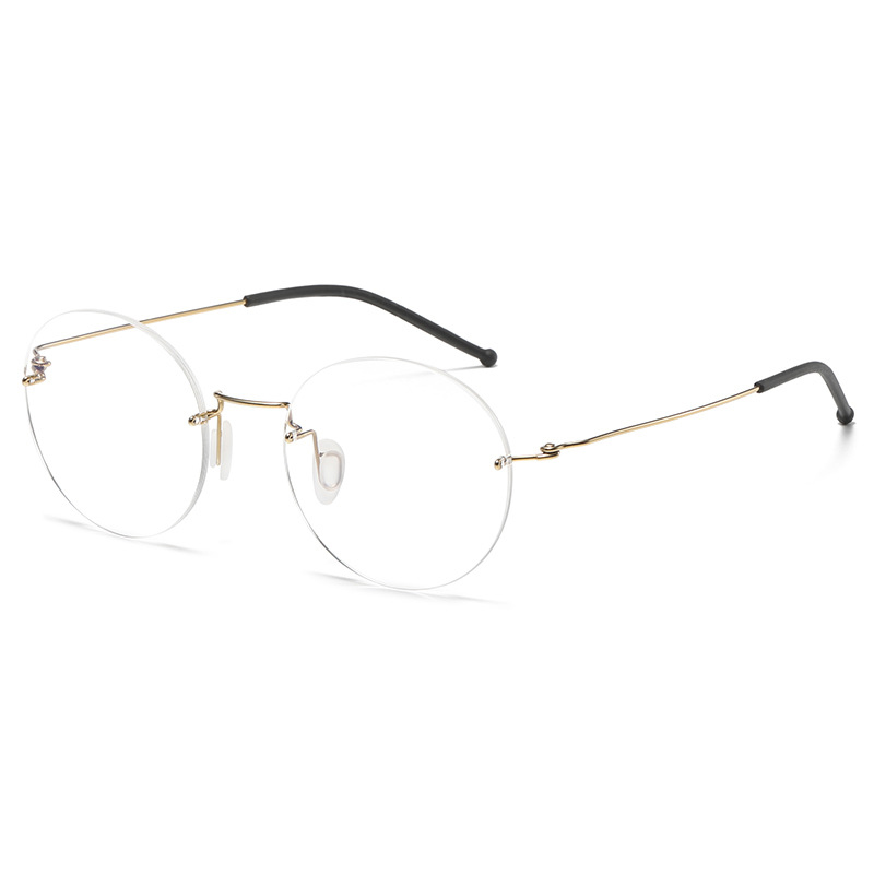 Vintage Titan legierung randlose Brille Rahmen Männer Runde verschreibung pflicht ige Myopie rahmenlose Brille Frauen Luxusmarke Brillen: Rot