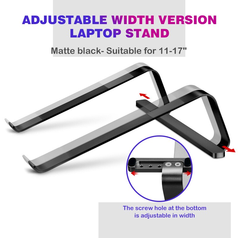 Laptop Stand Simple Aluminum Tablet Holder Universal for Apple MacBook Air Pro 11-17" Folding Office Notebook Portable: B-ADJUSTABLE WIDTH