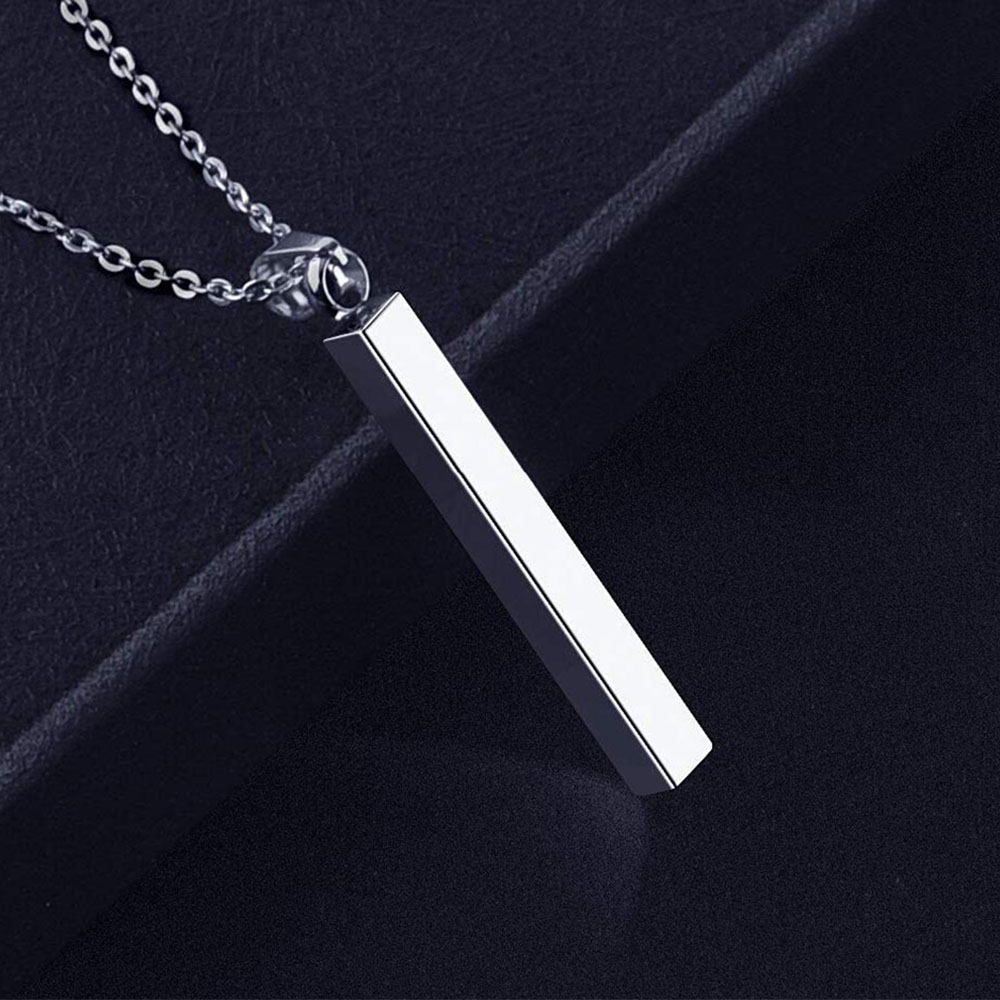 Vertical Bar Always in my heart Necklace Stainless Steel Pendant Necklace For Women/Men Anniversary