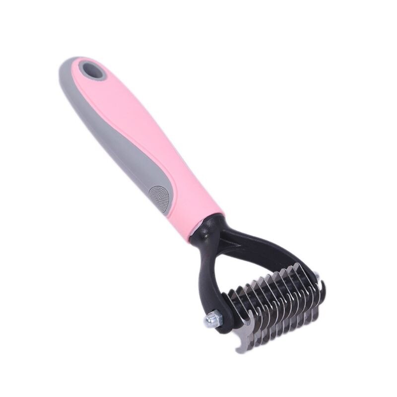 Ontharing Kam voor Honden Kat Trimmen Deshedding Borstel Grooming Gereedschap: Pink  S