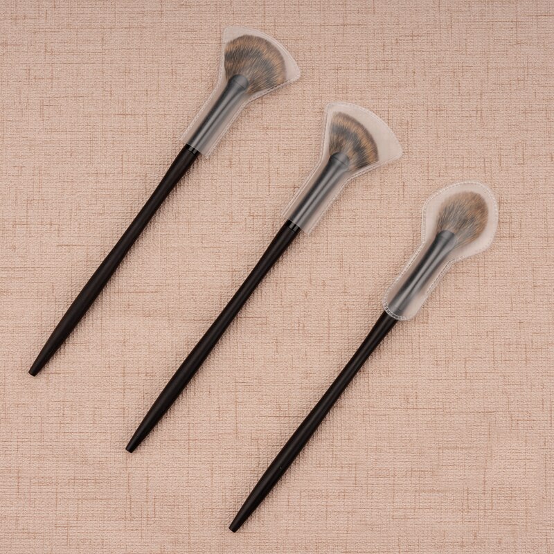 Brochas de maquillaje profesionales hechas a mano, pelo de ardilla canadiense suave, resaltador de abanico pequeño, cepillo de sombra de ojos de ébano
