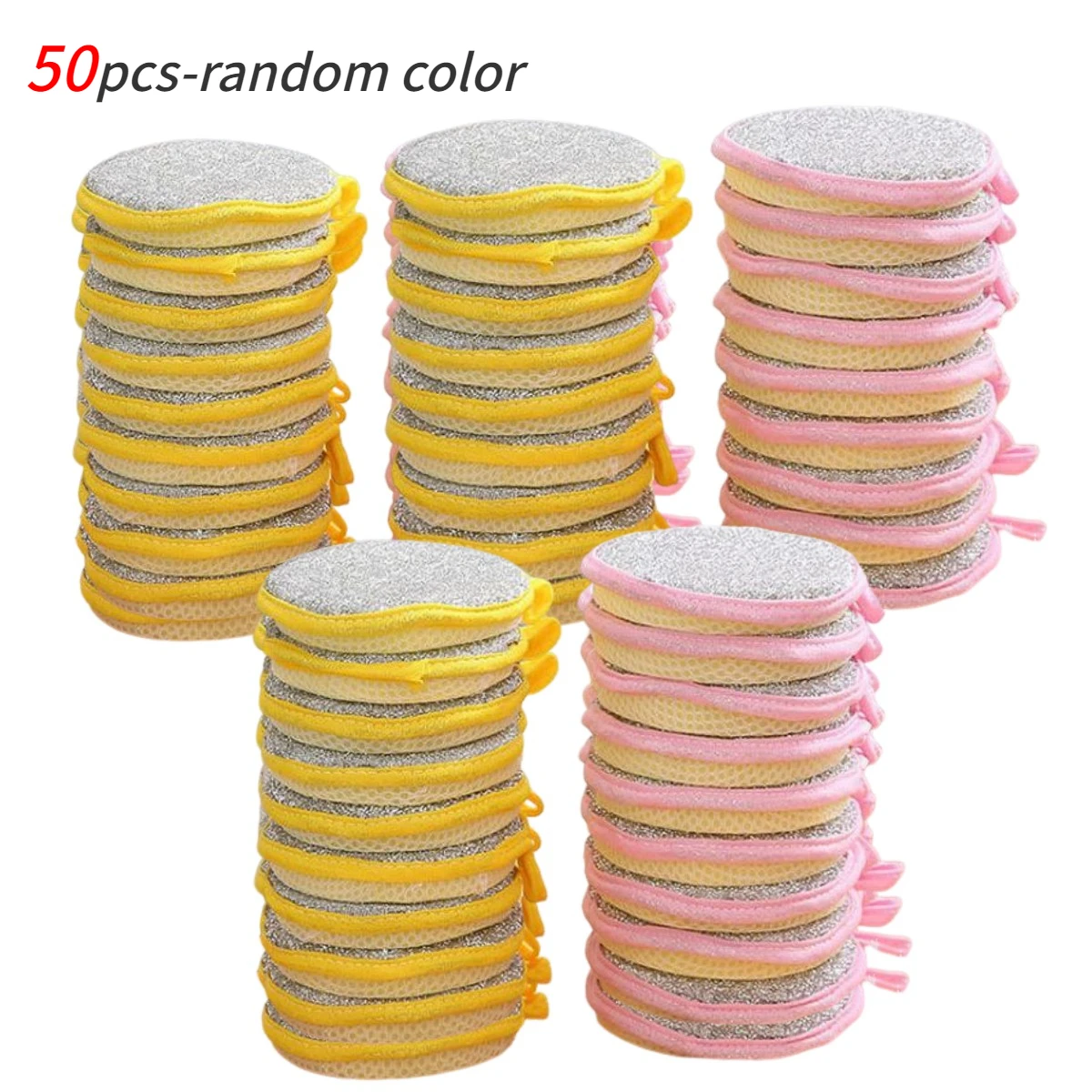 Double Side Dishwashing Sponge Dish Washing Brush Pan Pot Dish Wash Sponges Household Cleaning Reusable Kitchen Tool: Lavender
