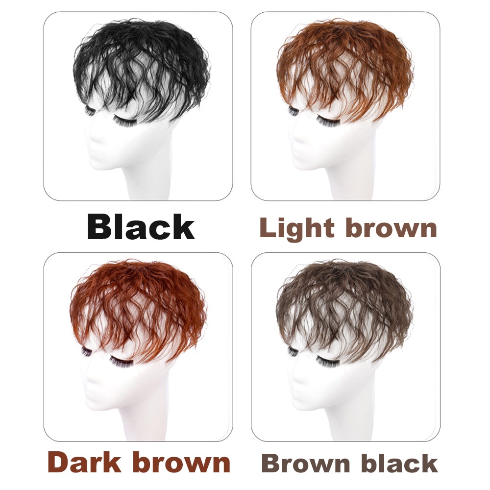 XUANGUANG-tupé de mujer con flequillo, pelo sintético ondulado, negro y marrón