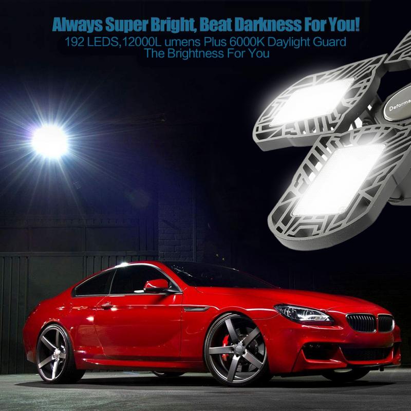 120W 192 LED Garage Light Deformable Ceiling Light Indoor For Garage Workshop Light Industrial Lighting