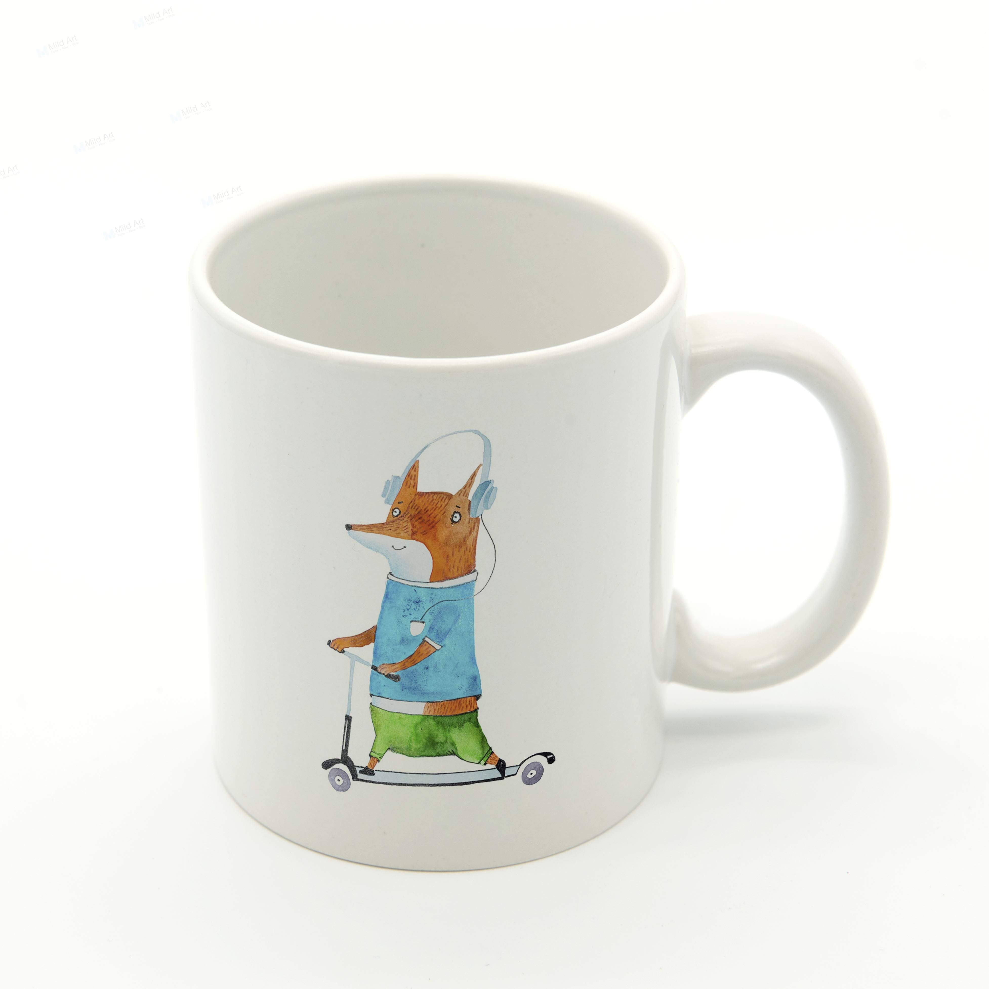 Akvarell kawaii djur giraff räv björn varg kanin kök keramisk vattenkopp söta barn kaffe te ölmuggar set: Räv-mugg / Standard - höger hand