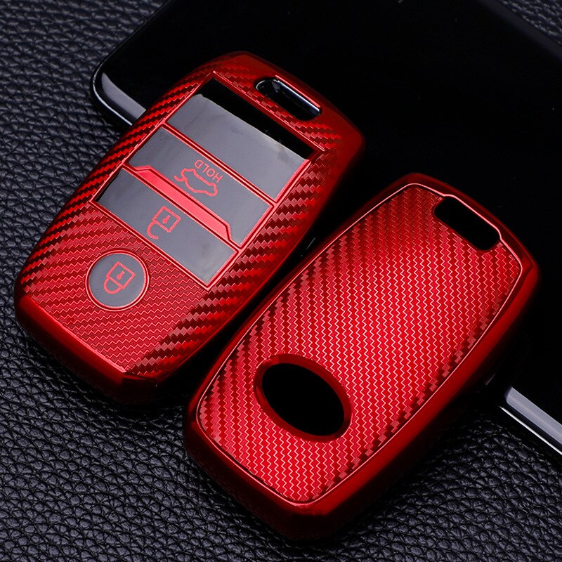 Coque de protection de voiture en TPU, Fiber de carbone, pour Kia Ceed Rio Rio5 Sportage R K3 KX3 K4 K5 Ceed Sorento Cerato Optima: Rouge