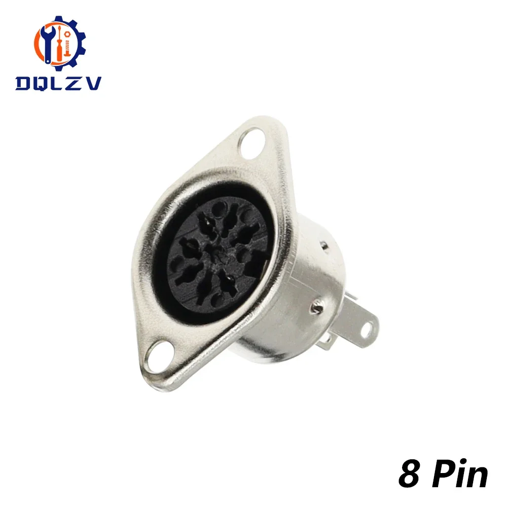 Metal 3 4 5 6 7 8 Pin DIN Female Socket Hulled Panel Mount Chassis Connector Soldering Iron: Brown / 5-9Pcs