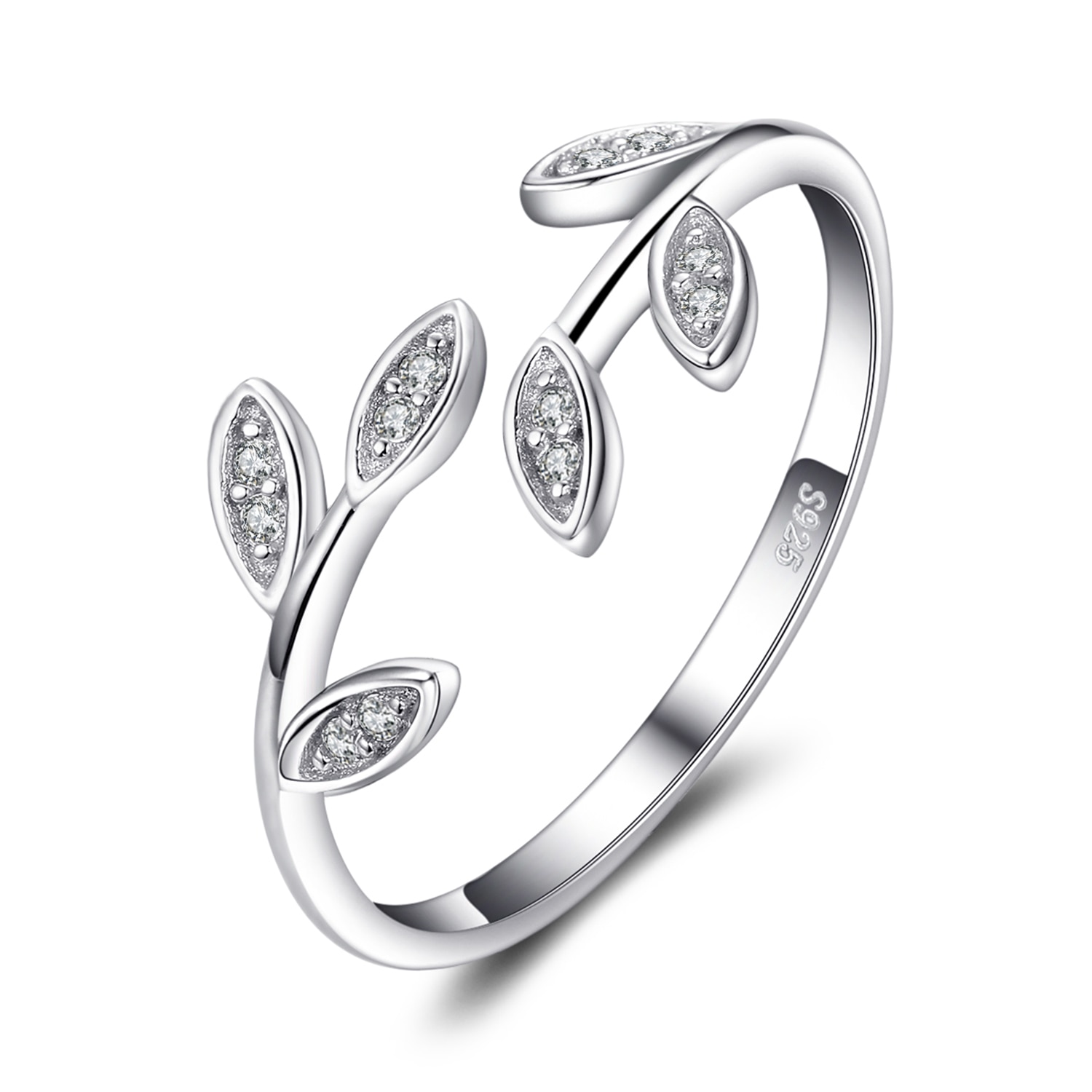 JewelryPalace Olive Blatt CZ Ringe 925 Sterling Silber Ringe für Frauen Öffnen Stapelbar Ring Band Silber 925 Schmuck Edlen Schmuck: Ursprünglich Titel