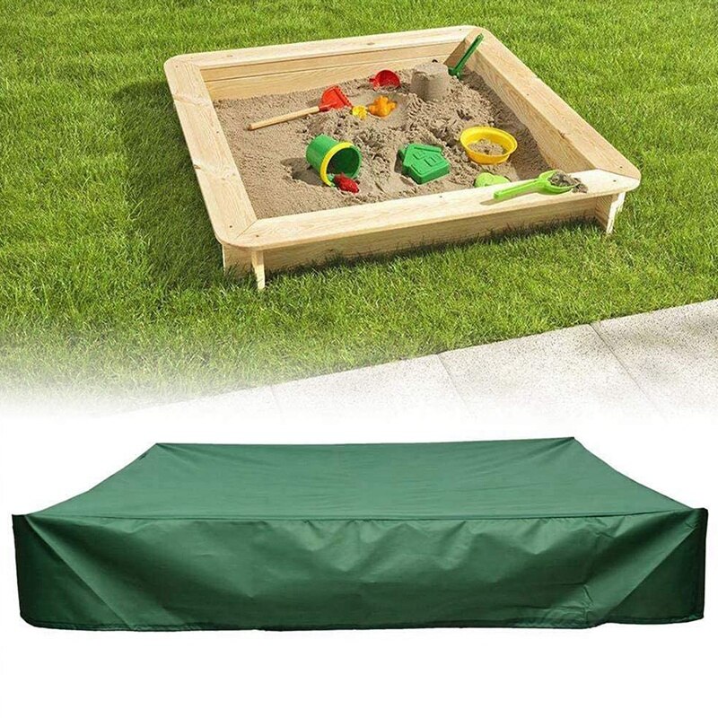Sandkassedæksel, firkantet støvtæt med løbegang, vandtæt sandkasse pooldæksel, grøn , 120 x 120cm –