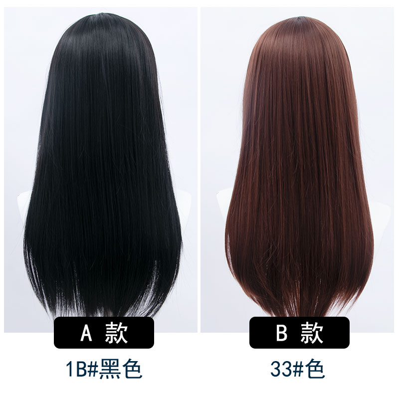 Multicolor 60cm Long Hair HSIU Straight Hair Pink Gray White purple Black pink+Free brand hair net Multicolor Cosplay Wig