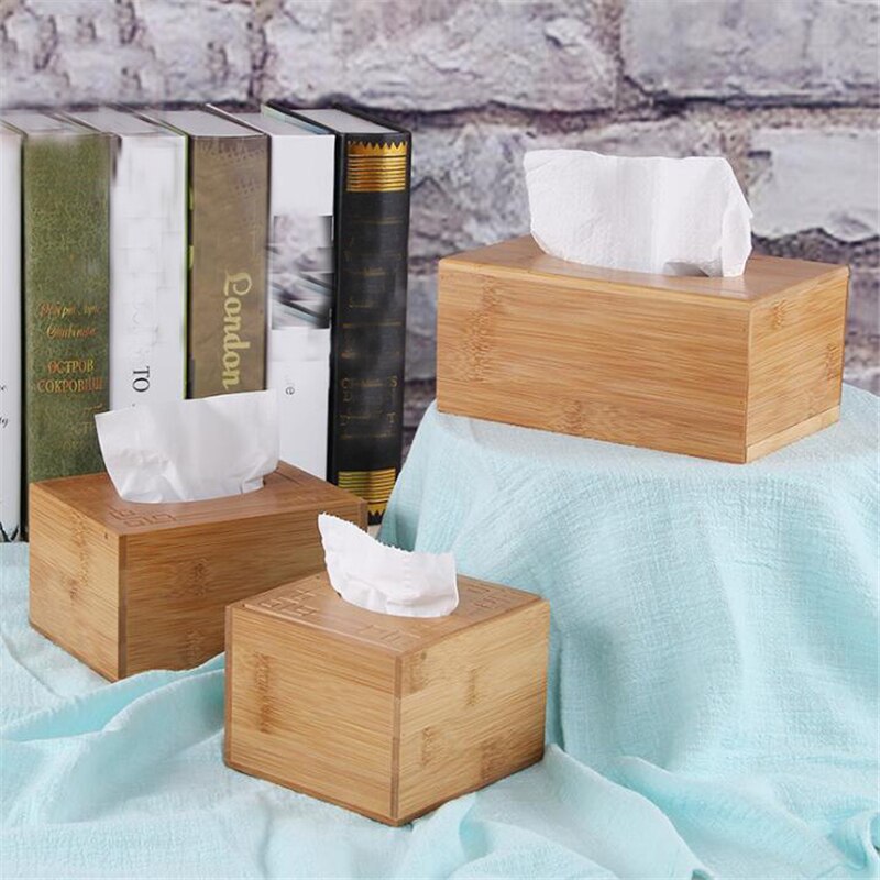 Retro Bamboo Tissue Box for Home Office Desktop Wooden Paper Towel Box Hotel Napkin Wood Holder Household Type Canister