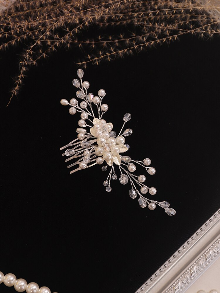 Bryllup tilbehør sølv perle krystall brude hår kam hår smykke til bruden hodeplagg kvinner lue kvinnelig bryllup
