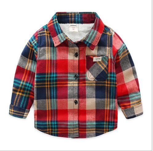 Retail Children spring and autumn long sleeve shirt pure cotton plaid kid's tops