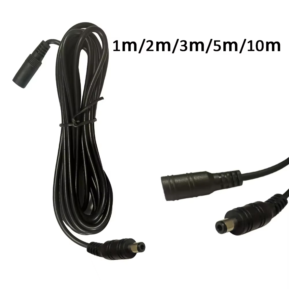 1M 3M 5M 10M DC Verlengkabel 2.1mm x 5.5mm Vrouw naar Man Connector netsnoer Kabel Adapter Extender Zwart Elektrische Draad
