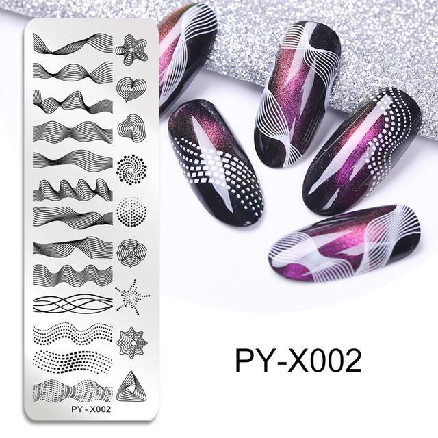 PICT YOU-plantillas para estampado de uñas, plantilla para estampado de uñas con formas geométricas, imagen DIY de hojas de animales para pulir uñas: PYX002