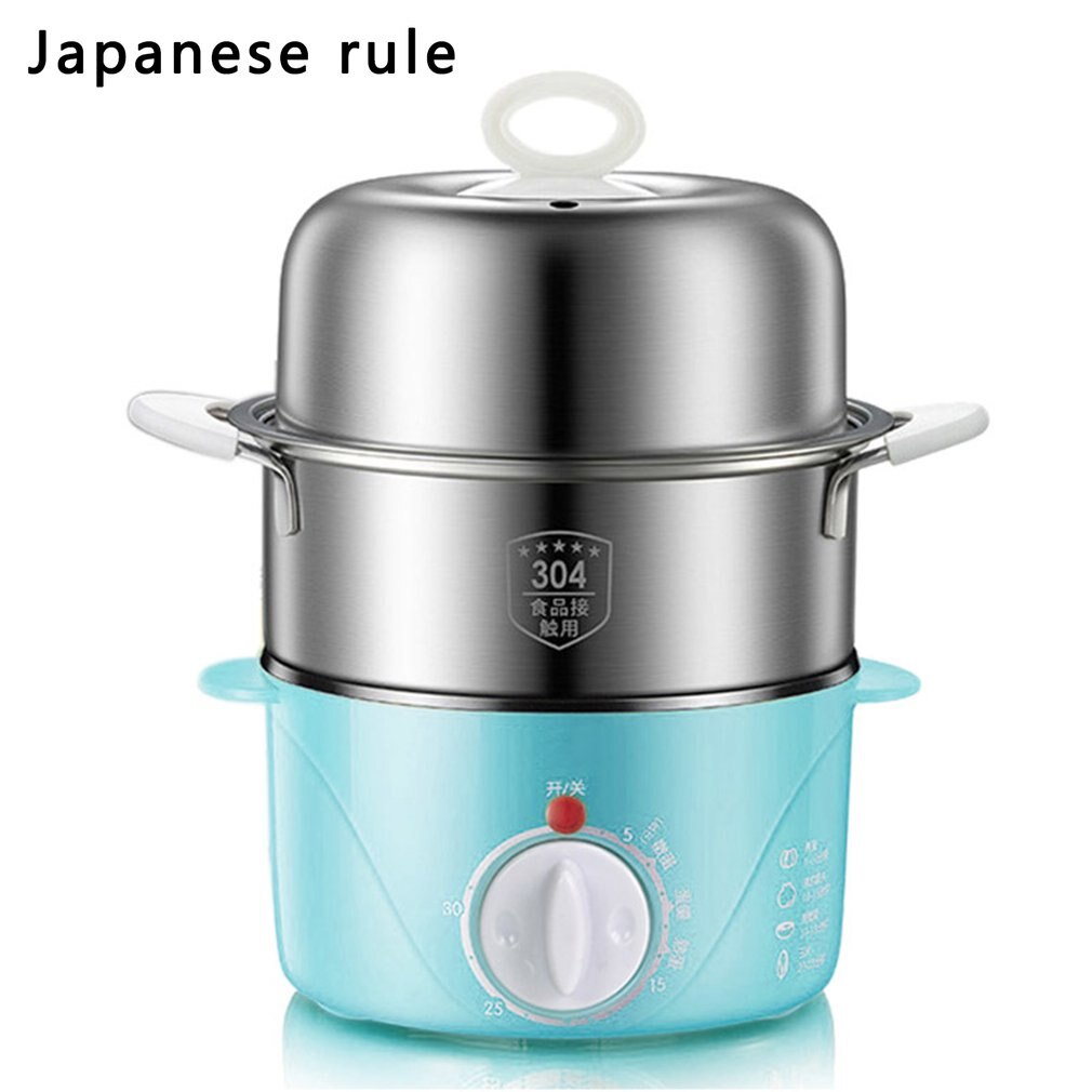 Stainless Steel Timer Double-Layer Egg Boiler Humanized Handle Antipyretic Steamed Pasta Fried Egg Egg Custard