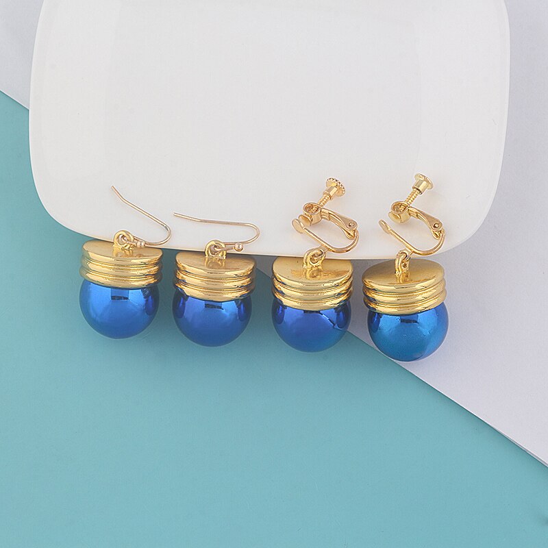 Anime Hunter X Hunter Earrings Chrollo Lucilfer Original Blue Bulb Ear Hook Clip Men Women Cosplaying Fans Props Jewelry