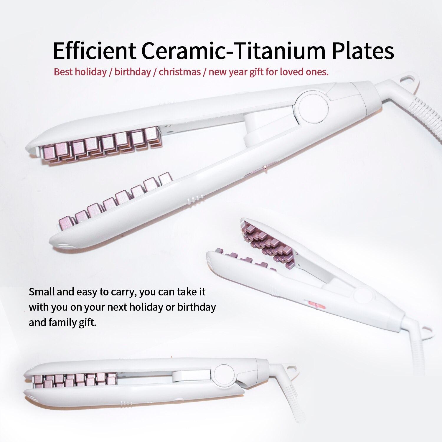 3D Grid Hair Crimper Volumizer Ceramic Hair Fluffy Corrugated Curler Flat Iron Corn Hair Splint Perm 5 Temperatures