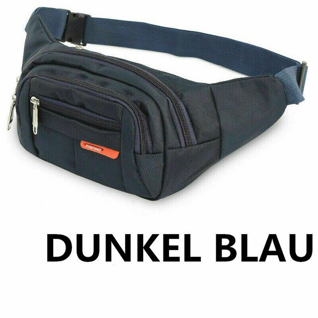 Hoge Qualitymen Vrouwen Compartimenten Zak Waterdichte Bum Waterdichte Bum Bag Hip Bag 4 Compartimenten Riem Tas Voor Vrouwen En Mannen:  Dunkelblau