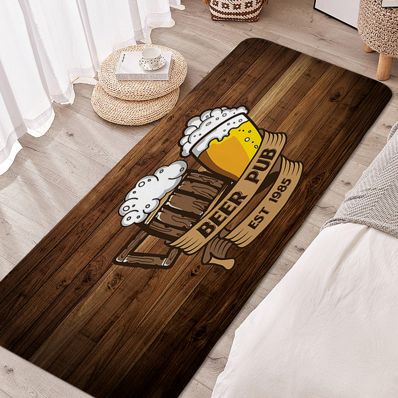 Non-slip Foot Mat Beer Room Decorating Items Carpet for Kitchen Floor Hallway Treadmill Living Room Flannel Bathmat Custom Rug: 40x120cm / light yellow