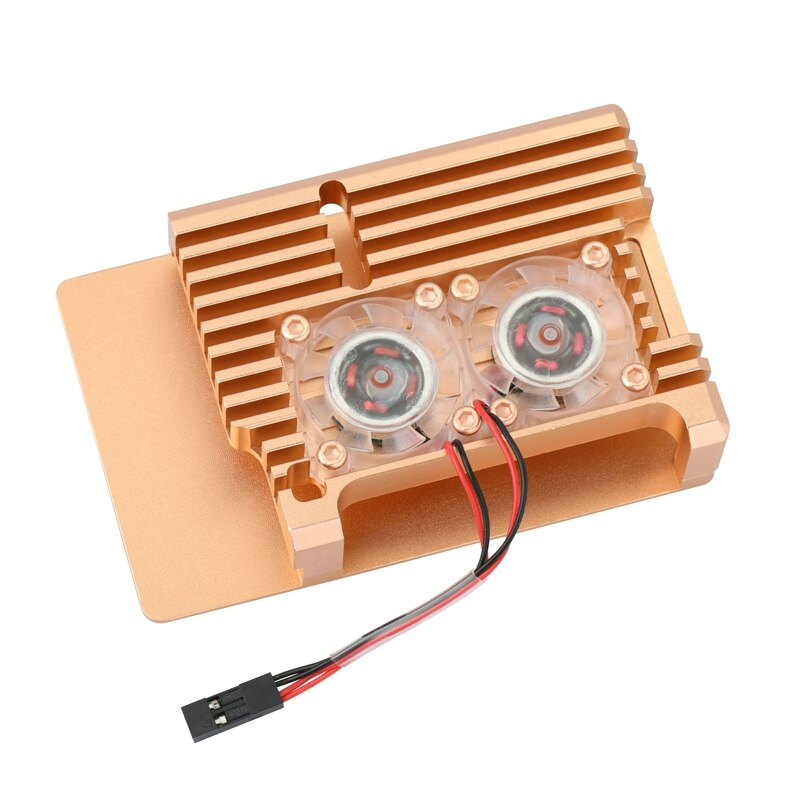 Raspberry Pi 4 Metal Shell Gold Aluminum Case Cooling Enclosure Cover with fan Optional for RPI 4 Model B