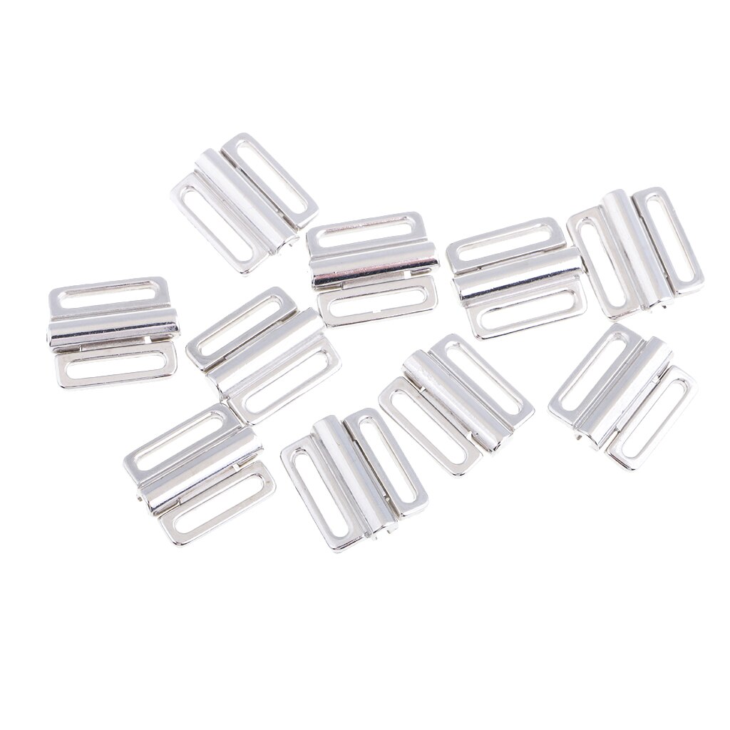 10 Sets/ 20pcs Bra Bikini Clip Hook Silver Metal Clasps Bra Fasteners Strap Accessories for Underwear Bikini Wedding Dress