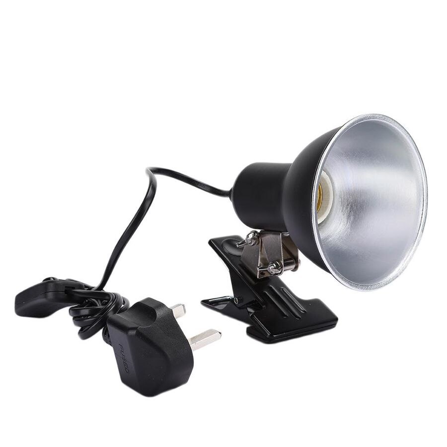 Reptile Box Heating Lamp Stand Pet Light Bulb Holder Lampshade with Switch Not Easy to Deform Sturdy and Durable (UK 220V)