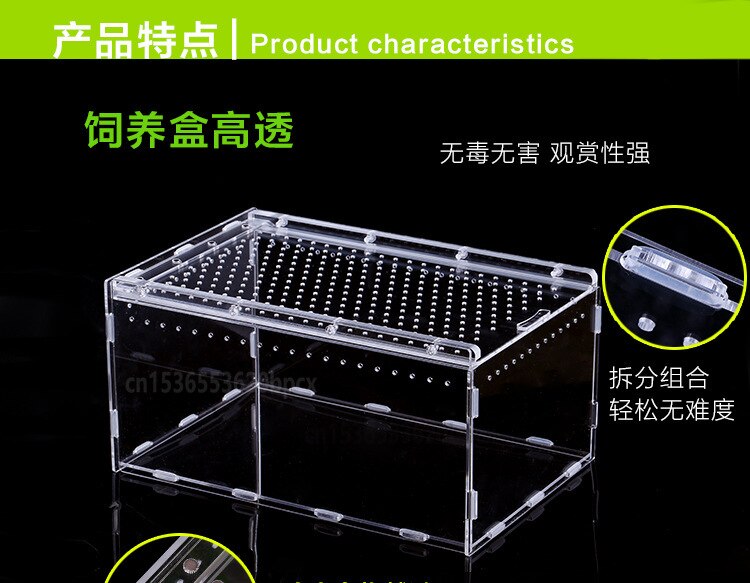 Alec Crawling Pet Terrarium Full Landscape Sliding Lid Terrarium Spider Gecko Snake Breeding Box Pet Box with Ventilation Holes