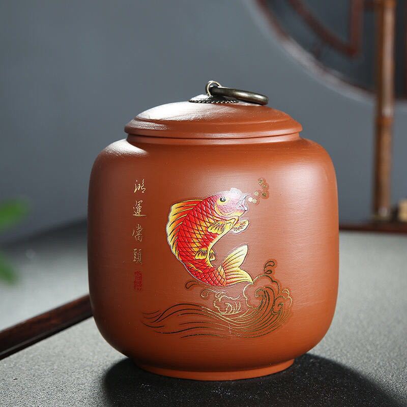 Chinese Purple Clay tea jar Tieguanyin containers travel tea bag storage box Portable Sealed porcelain tea caddy spice organizer: E