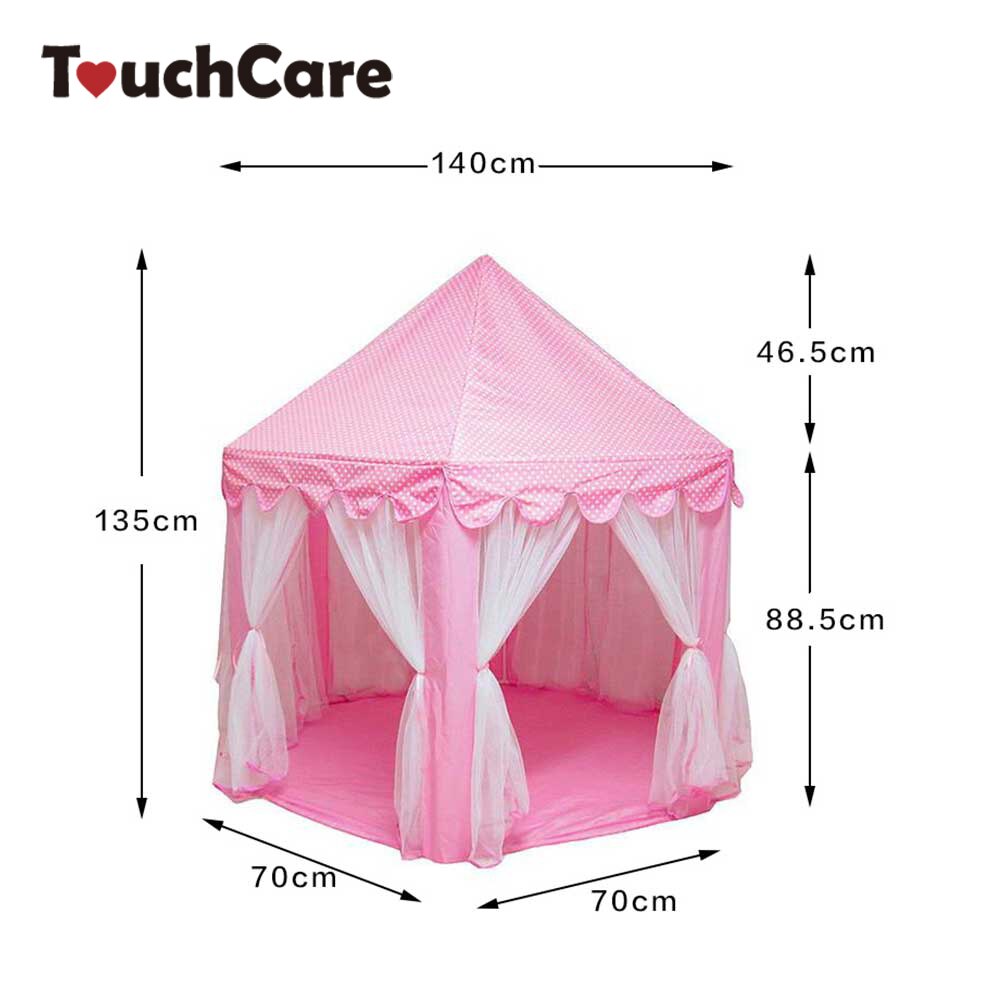 TouchCare Six Angle Pink Princess Castle Gauze Tent House Girl Children Large Indoor Outdoor Toy Game House Kids Ball Play Tents