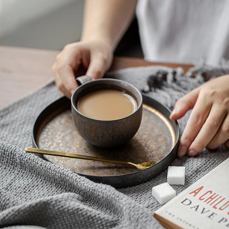 Japanischen Jahrgang Grobe Keramik Kaffee Tasse retro Becher Keramik Tee Tassen Rost Glasur Wasser Becher Hause Büro Getränk