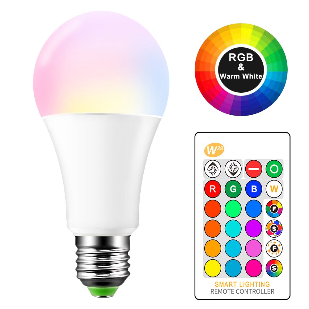 E27 älykäs ohjauslamppu led rgb valo himmennettävä 5w 10w 15w rgbw led lamppu värikäs vaihtuva lamppu led lampada rgbw valkoinen sisustus kotiin: 15w a65-3000k