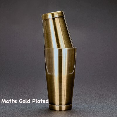 Cocktail Shaker Boston Shaker: 2-piece Set: 18.6oz weighted & 25oz Weighted Bartender Bar Tool: Matte Gold Plated