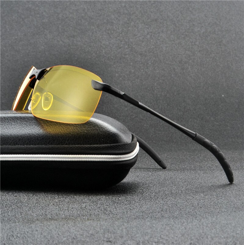 Legering uv mænds driver nattesyn beskyttelsesbriller solbriller kørsel mandlig kørsel solbriller til mænd anti-blænding dag nat beskyttelsesbriller nx: Sort gul
