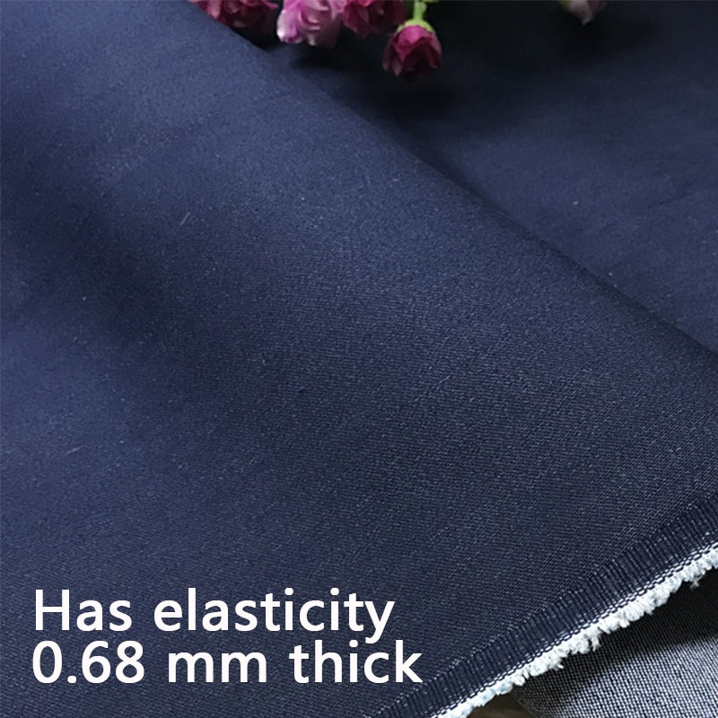 Tela de algodón vaquera elástica de 100cm x 140cm, tela vaquera gruesa, tela DIY, camisas, camisas, vestido, tela vaquera azul oscuro, patchwork de costura