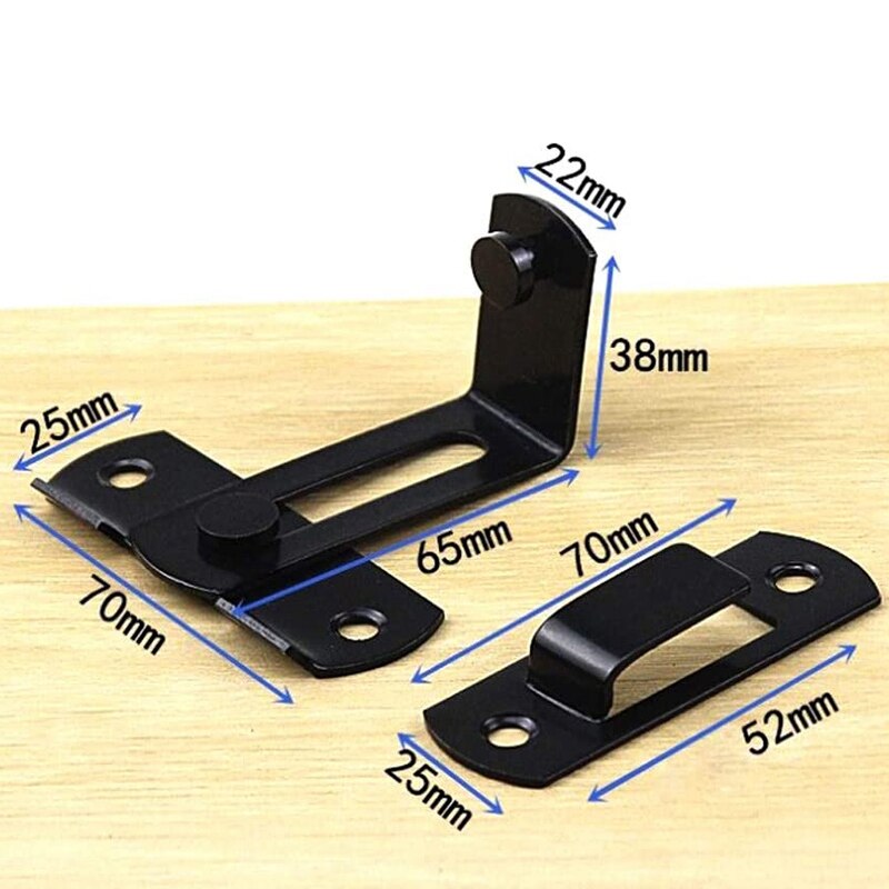 Matt Black Stainless Steel Door Buckle Lock Bolt Lock 90 Degree Door with Cabinet Hasp Lock