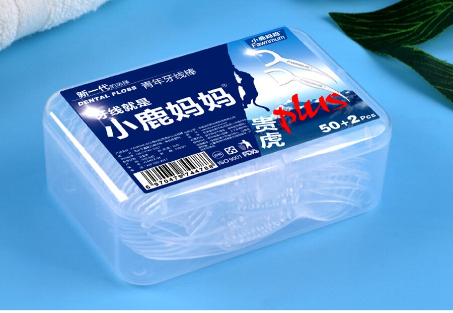 52pcs/box Adult Unwaxed Dental Floss Flosser Picks Teeth Toothpicks Stick Tooth Clean Oral Care Pebble Dental Pick Floss