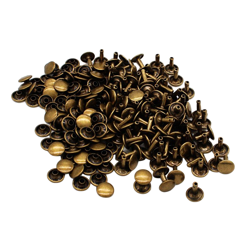 100 Pieces Two Piece Double Sided Tubular Rivets Fastener Metal Round Head Stud - 8mm/10mm, Bronze