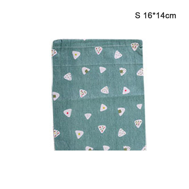 1pc Casual Women Cotton Drawstring Shopping Bag Eco Reusable Folding Grocery Cloth Underwear Pouch Case Travel Home Storage Bag: Green-S