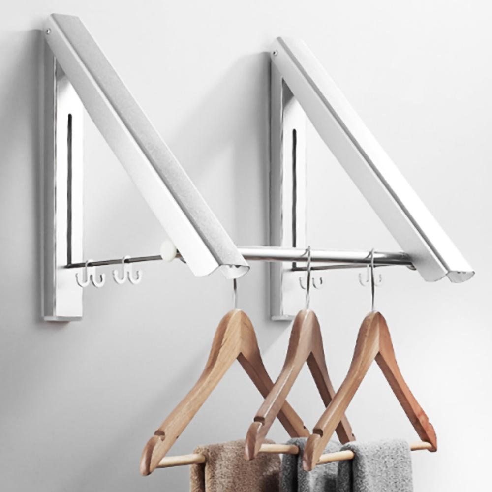 Balcony Folding Clothes Rail Punch-free Space Aluminum Hanging Clothes Hotel Bathroom Invisible Telescopic Drying Rack Clothesl