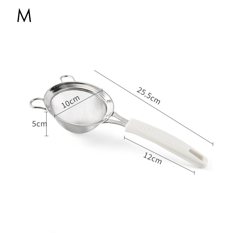 30 Mesh Flour Sieve Baking Tool White Handle 1Pcs 8CM 10CM 14CM Kitchen Supplies Double Layer Manual 304 Stainless Steel/PP: white 10cm