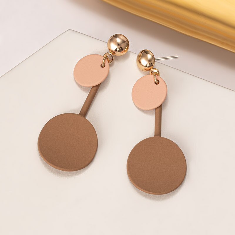 Pendientes llamativos coreanos para mujer, aretes con colgantes geométricos acrílicos marrones, aretes dorados, joyería: Brown 336