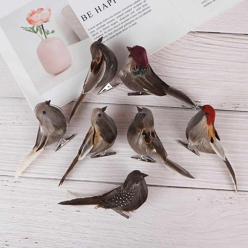 Leuke Kunstmatige 1Pcs Vogel Schuim Levendig Feather Mini Tit Craft Vogels Emulatie Decoratie Vogel Model Diy Kunstmatige Sparrow