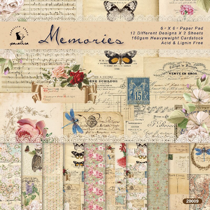 Papeles de Material Retro para manualidades, álbum de recortes, diario, , papel decorativo, 12 unids/lote