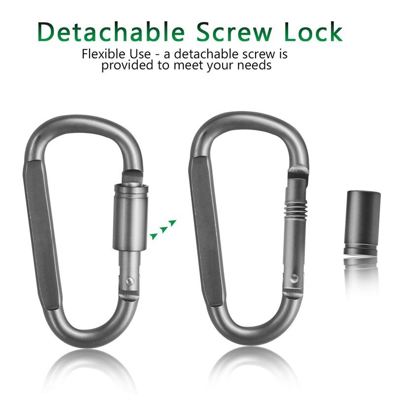 8 stuks d-ring karabijnhaak met schroefdop, aluminium sleutelhanger karabijnhaak, karabijnhaak voor kamperen, vissen, wandelen of reizen, buiten