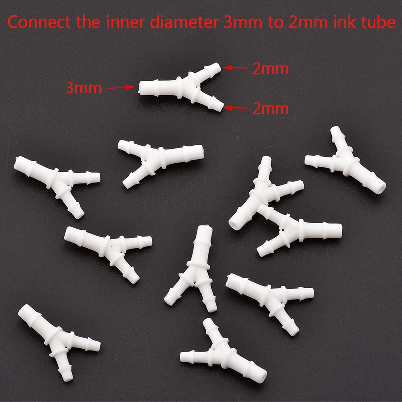 20pcs Eco solvent Y Shape Ink Tube UV Connector for Large format Y Ink Tube white Connector printer machine: E