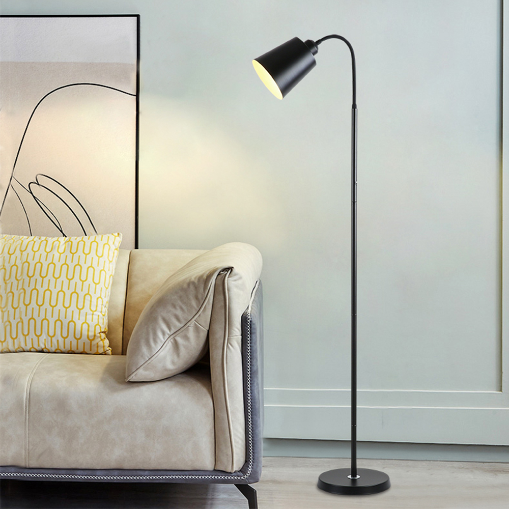 Moderne gulvlampe justerbar svanehals led sofa gulvlamper stue soveværelse arbejdsværelse indendørs dekoration stående gulvlampe: Sort